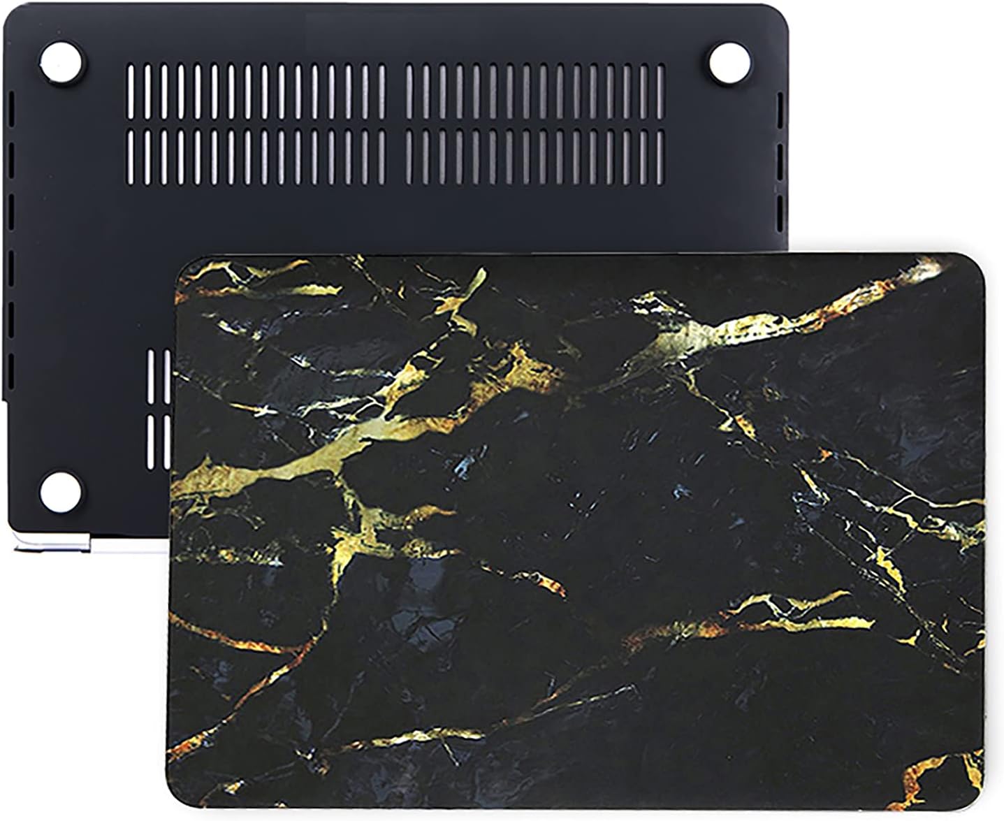 McStorey MacBook Pro 13 İnç Kılıf A1425 A1502 Uyumlu Sert Kapak Hard Case Koruyucu Retina 13 Laptop Kılıfı Siyah Mermer Desenli İnce Hafif Tam Koruma Siyah