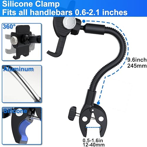 Miniatura 5 de Goosencek - Soporte para teléfono para bicicleta giratoria, soporte de abrazadera para manillar, peloton, cinta de correr, silla de ruedas,