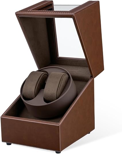Mcbazel remontoir double montre automatique cuir marron silencieux
