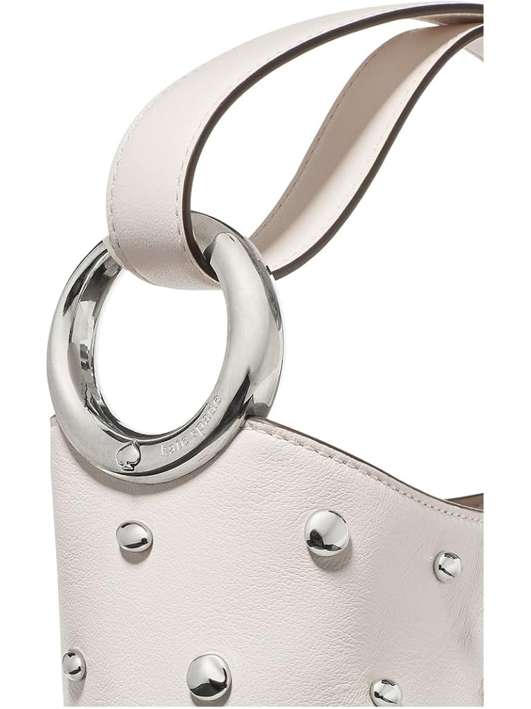 Beige Kate Spade New York Halo Studded Fine Grain Leather Mini Bucket