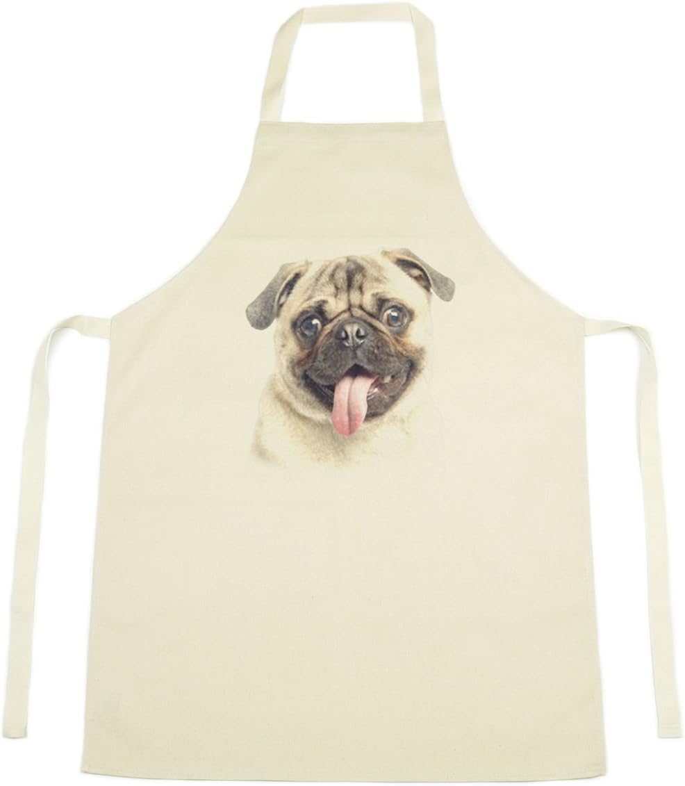 Jack Fairweather - Pug Watercolour Design Printed On Natural Cotton Apron Dog Puppy Pet Cute 1121