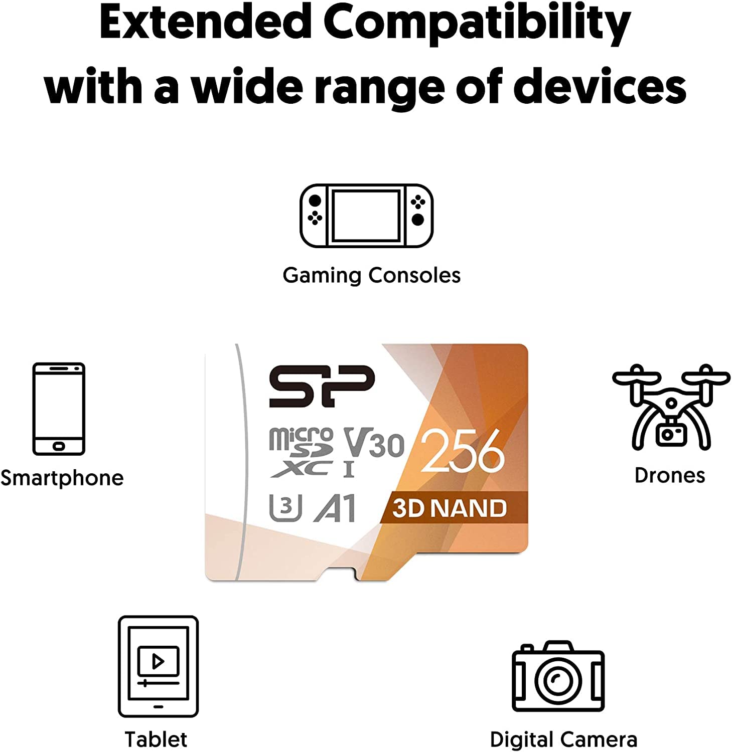 Silicon Power 2-pak 256 GB karta micro SD kompatybilna z U3 Nintendo Switch, SDXC microsdxc szybka karta pamięci microSD z adapterem