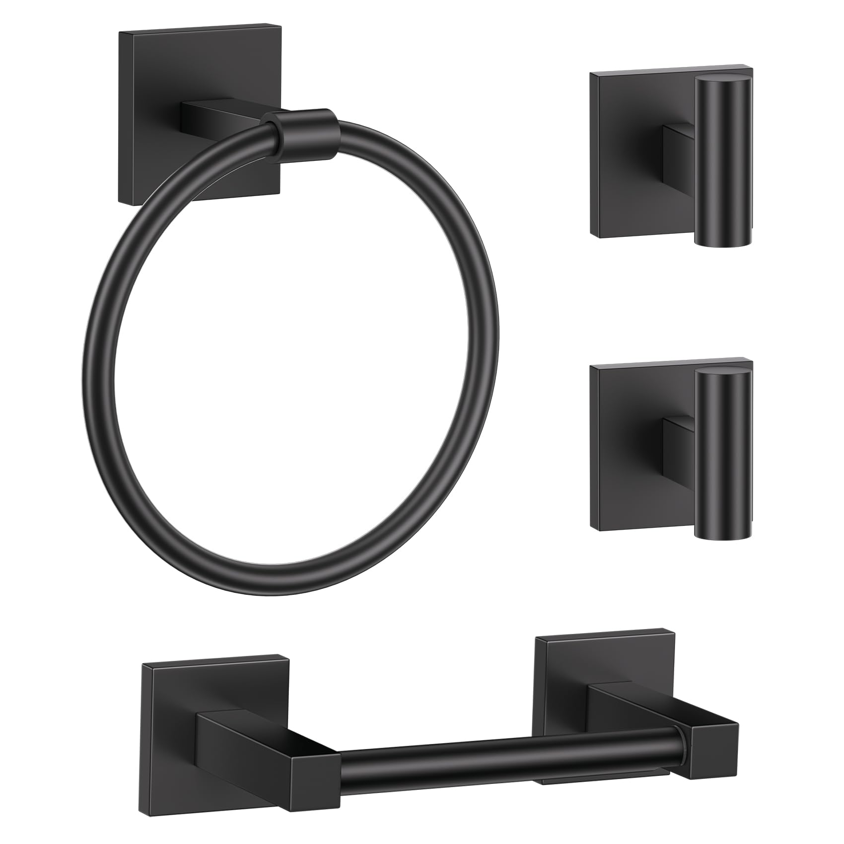 Brushed Gold Bathroom Hardware Set - Toilet Paper Holder & More -17