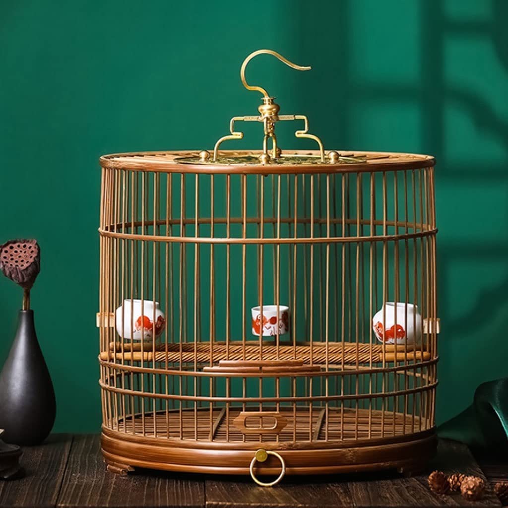 klatki dla ptaków Fioletowe bambusowe klatki dla ptaków Ręcznie robiona klatka dla ptaków Vintage domek dla ptaków Okrągły domek dla ptaków Transporter,Klatka dla ptaków(3 Hand Painted Bowl)