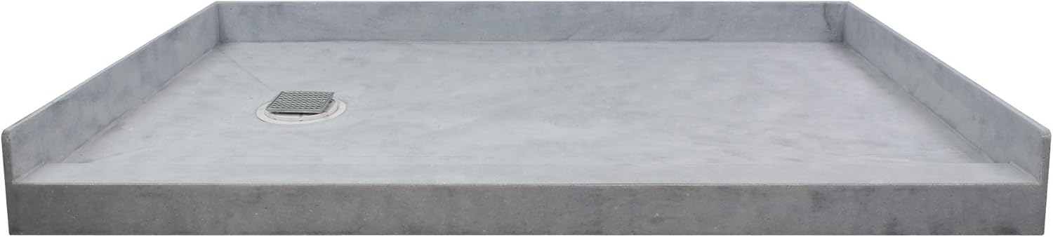 Transolid FTT6036L Ready to Tile 60-in L x 36-in W Shower Base with Left Hand Drain in Dark Grey