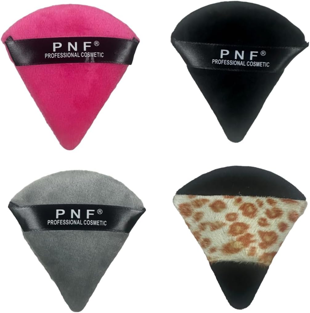 Pure Cotton Makeup Puff, Triangle Wedge Shape Designed for Contouring, Under Eyes and Corners Loose Powder Mineral Powder Body Powder Makeup Tool (TIGER, T2 - BIG)