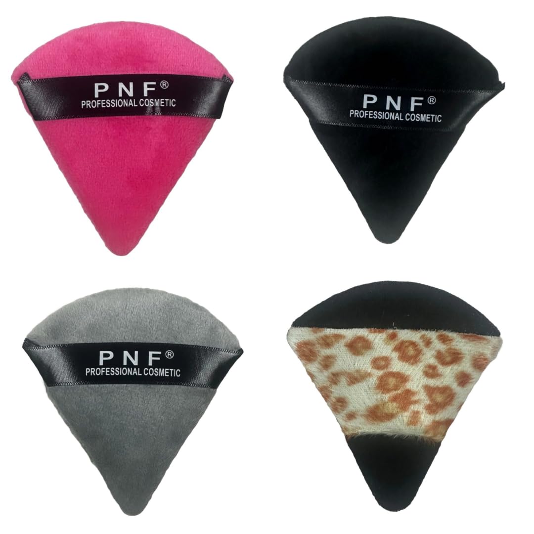 Pure Cotton Makeup Puff, Triangle Wedge Shape Designed for Contouring, Under Eyes and Corners Loose Powder Mineral Powder Body Powder Makeup Tool (TIGER, T2 - BIG)