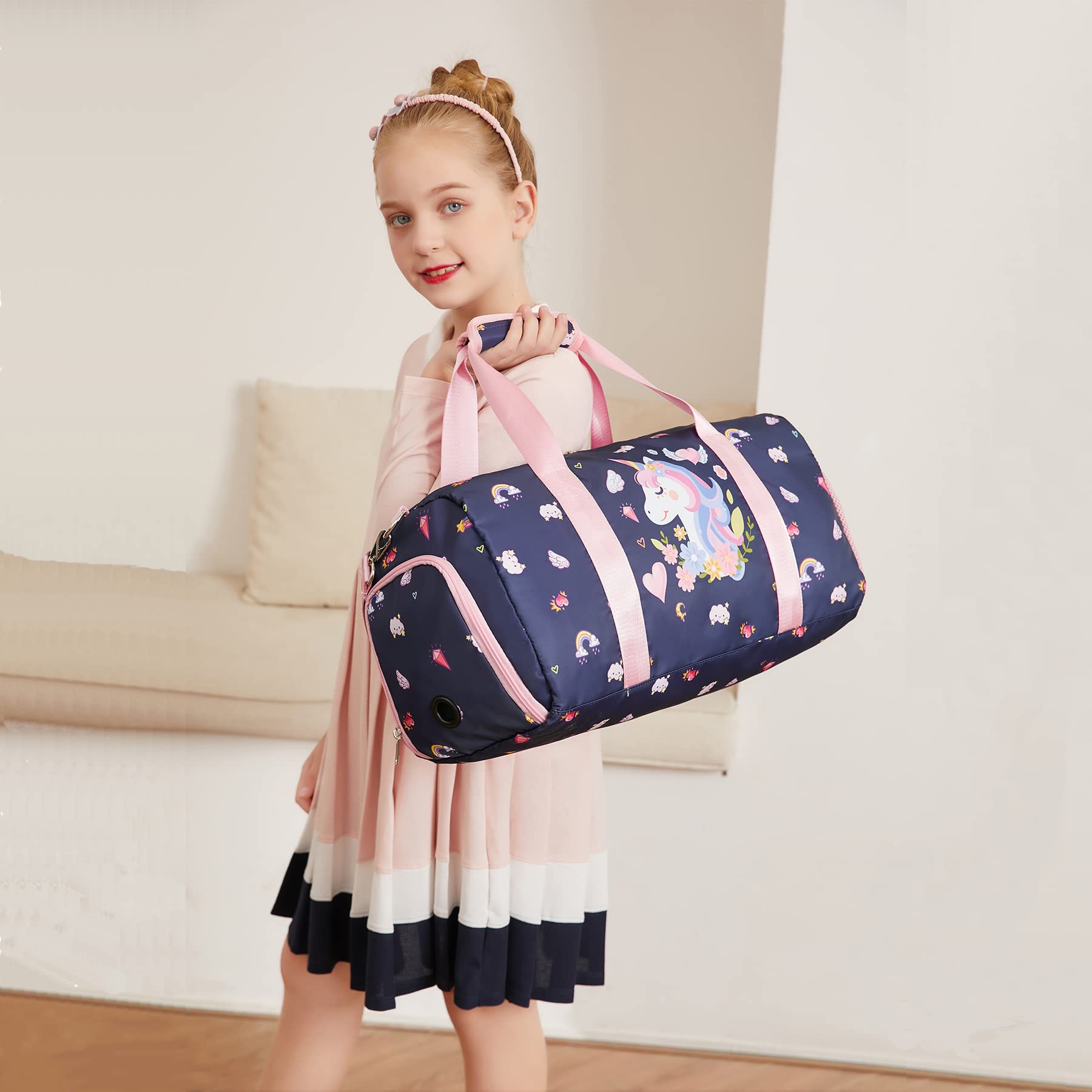 Kimwadalh Borsa sportiva per ragazza bambino borsa da ballo borsa weekend bambino borsa da viaggio ragazza borsa da ballo borsa da palestra ballerine