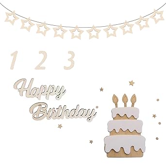Amazon Co Jp サムコス 誕生日 飾り付け 1 2 3歳 木製 バースデー ガーランド 飾り セット シンプル バナー パーティー 飾り 男の子 女の子 お祝い 部屋飾り おもちゃ