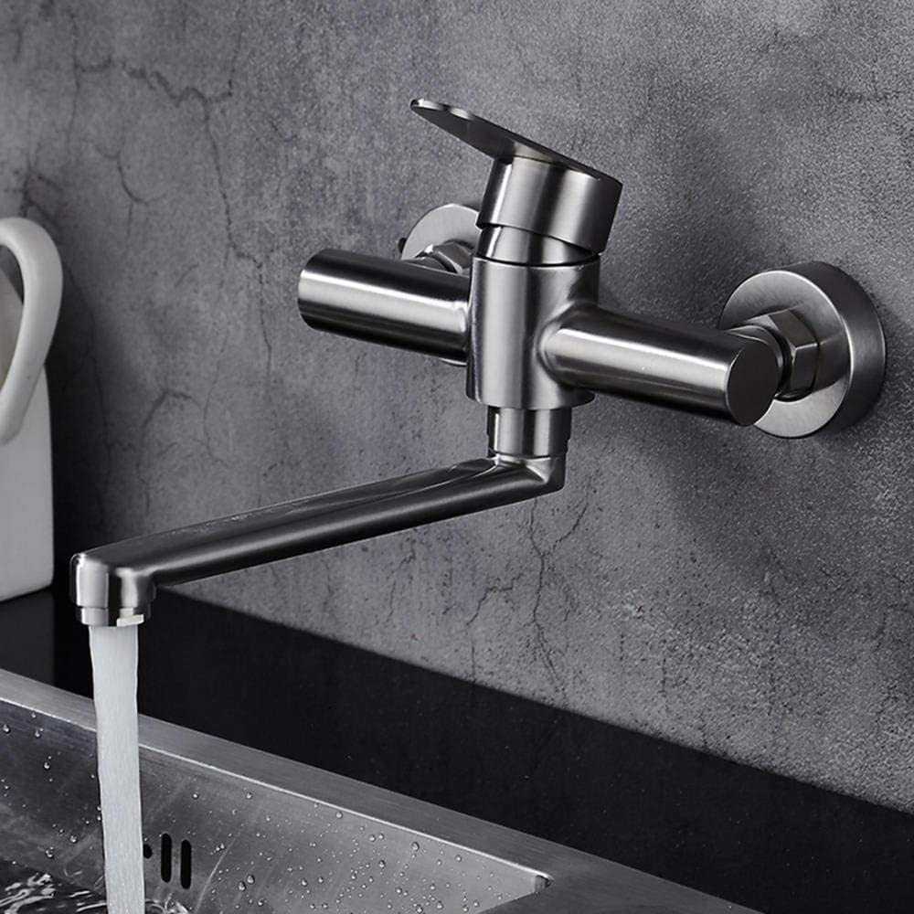 Robinet double trou mural en inox 304 pour réparer et moderniser votre coin cuisine