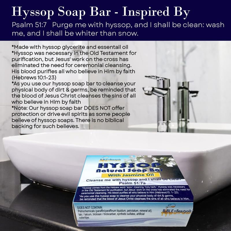 Miniatura 3 de Cleanse Me with Hyssop and I Shall Be Clean Hyssop Natural Jasmine Soap Bar -1 Barra de jabón