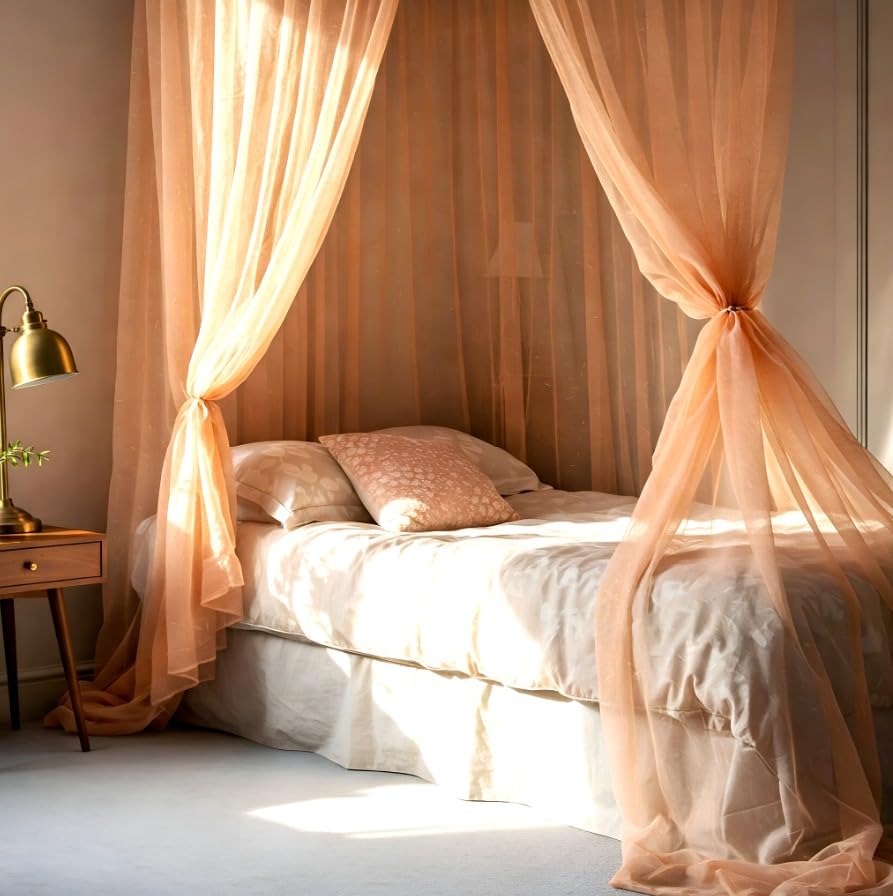 Image of Special You Canopy Tent for Decoration Bedroom, Bed Curtains, Unstiched Peach Net Cloth for Decorations 5Mtr, Room Decor Aesthetic Decorations Items for Bedroom, Bed Canopy for Bed Room