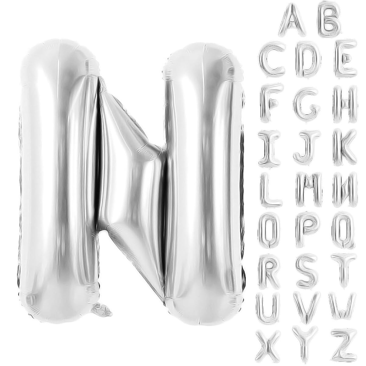 Silver Letter Balloons 40 Inch Large Alphabet Balloon Letter N