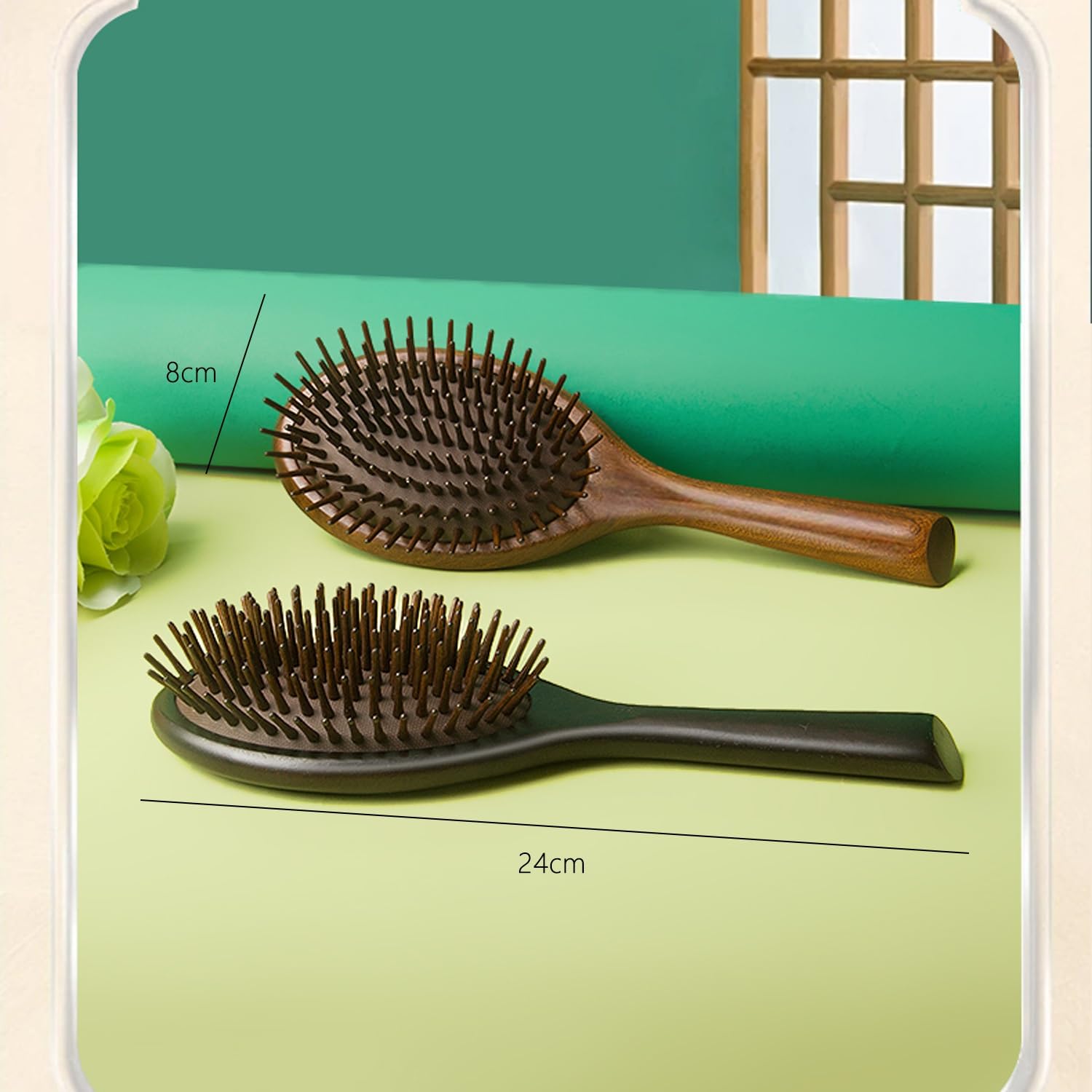Spazzola per Capelli in Legno, Pettine per Massaggio, districante, Antistatico, Ovale, massaggiatore per Cuoio capelluto, Spazzola per Capelli con Cuscino d'Aria, Crespi