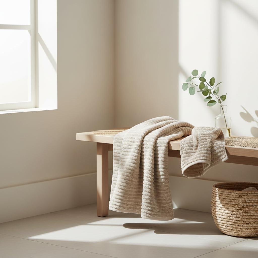 6-Piece Bath Towel Set(30"x60"), 2 Large Bath Towel Sheets, 2 Hand Towels and 2 Washcloths - Highly Absorbent Quick Dry Microfiber,Ultra Soft Towel Set for Bathroom (Beige)