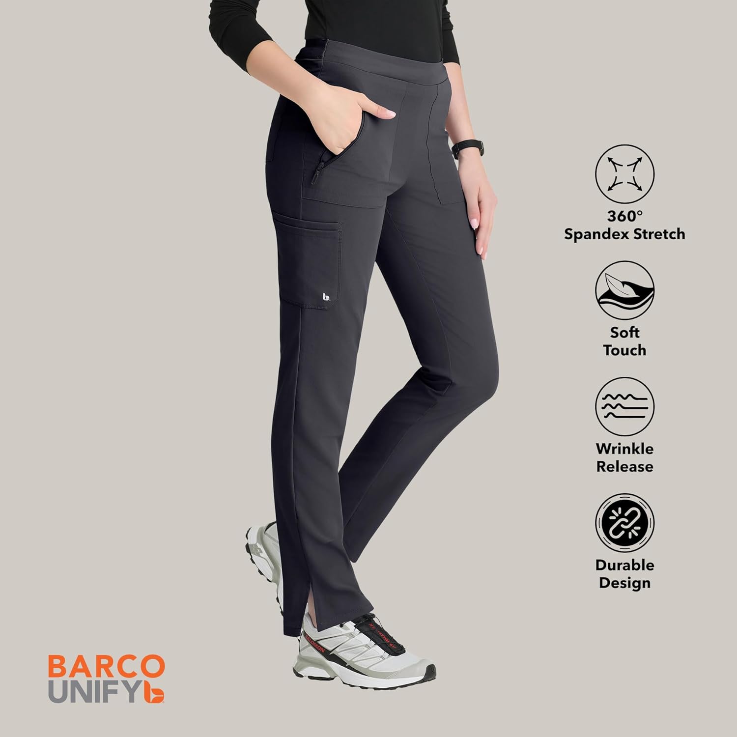 BARCO Unify Purpose Scrub Pant for Women – Steel, 5-Pocket High-Rise Cargo Pants with 360 Spandex Stretch & Moisture Wicking Fabric – 4XL, Regular Fit - Image 3