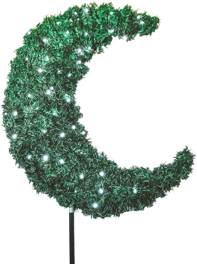 Peacock Supplies 3ft Eid Moon Tree & 9m LED white lights Green