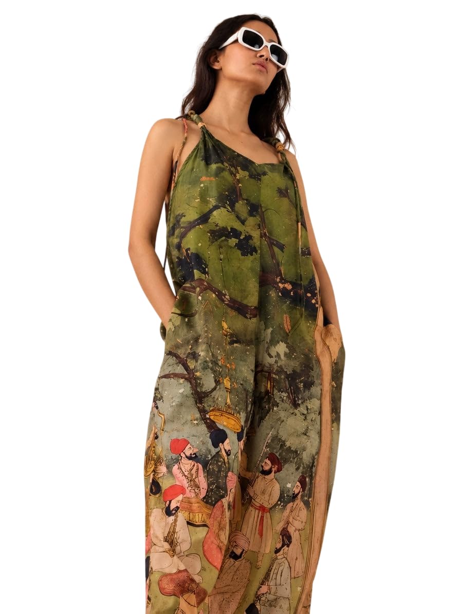 c sharp Garden 100% Cotton Jumpsuit for Women | Oversized Fit Relaxed Look Soft Breathable One-Piece Casual Wear Aesthetic Summer Outfit Music Art Print-picture-51