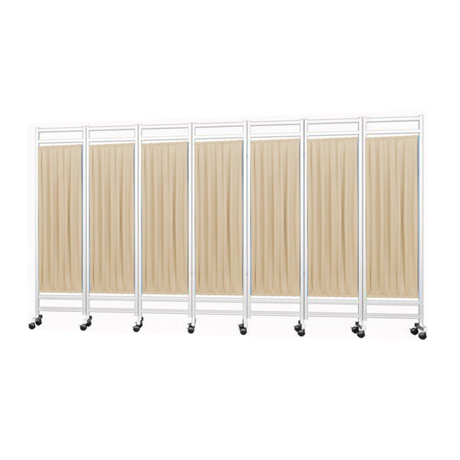 7-Panel Portable Medical Privacy Screen/Room Divider – Freestanding Partition For Hospital Wards, Beauty Salons, And Wellness Centers; Space-Saving Foldable Iron Frame(Color-1)