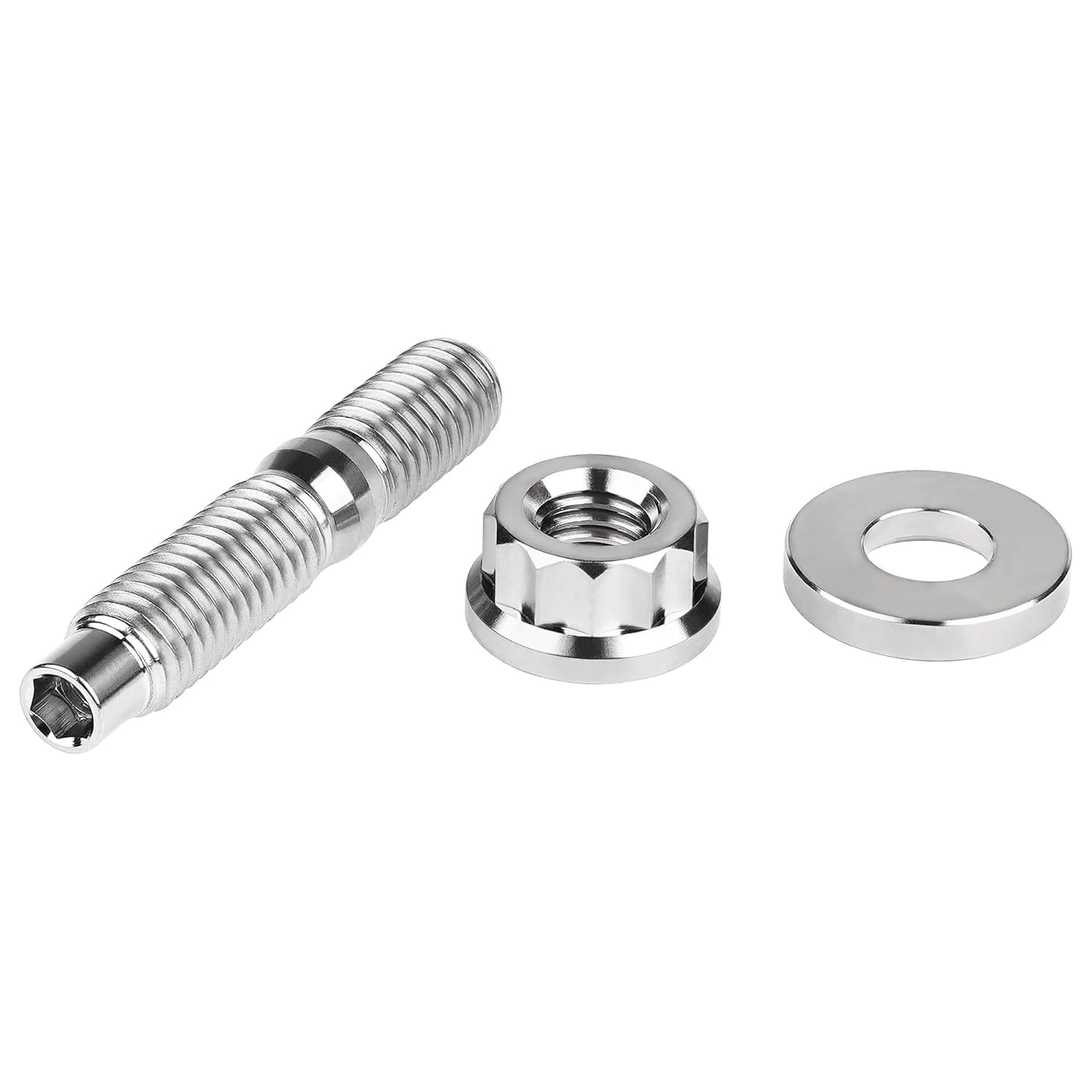 Titanium Bolt M8 M10x45 54 55 65mm Pitch 1.25 Automotive Exhaust Manifold Stud Kit Screws Nuts Washers Kit 4pcs/Sets (Silver, M8x45mm Pitch 1.25)