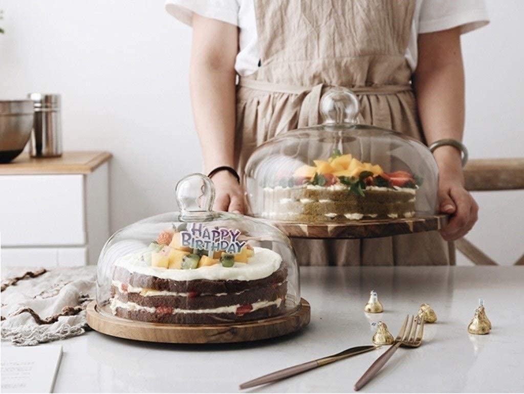Alzata per torta a cupola, piatto in legno per la casa, per ristoranti, feste, macedonie, insalata, torta, insalata, può essere utilizzata per cene di nozze (Khaki 28,2 x 28,2 x 20,8 cm)