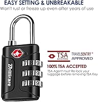 Vista 3 de 4 Pack TSA Approved Luggage Locks, Combination Travel Padlock, 3-Digit Waterproof Lock, TSA Accepted Outdoor Keyless Resettable Lock for Lockers