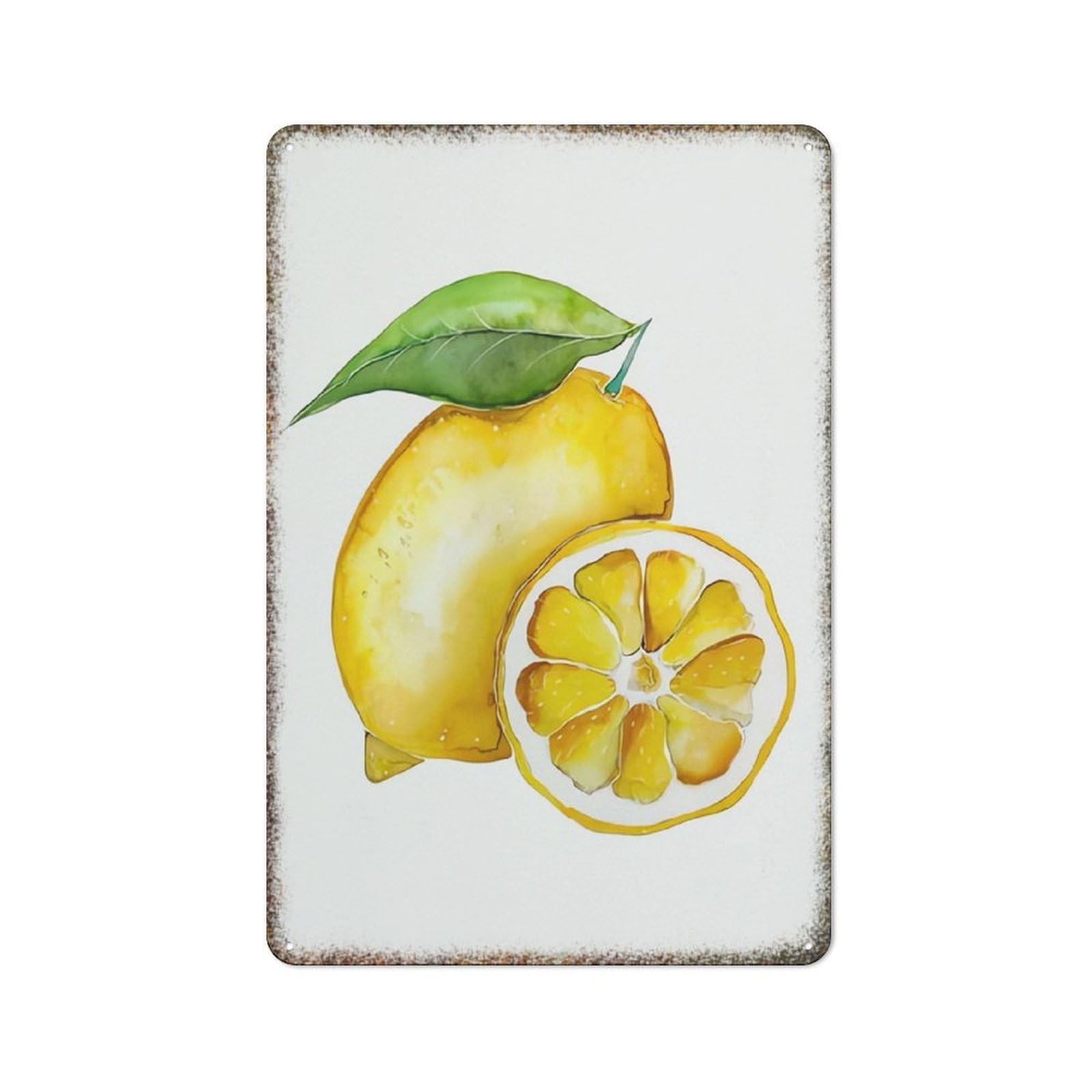 Lemon Fruit Print Embossed Metal Wall Poster Novelty Decor Sign for Home Backyard Cafe Bar Man Cave Office 8x12 Inch