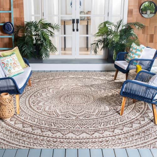 SAFAVIEH Courtyard Collection 8′ x 10′ Beige/Brown CY8734 Indoor-Outdoor Patio Backyard Mudroom Area-Rug