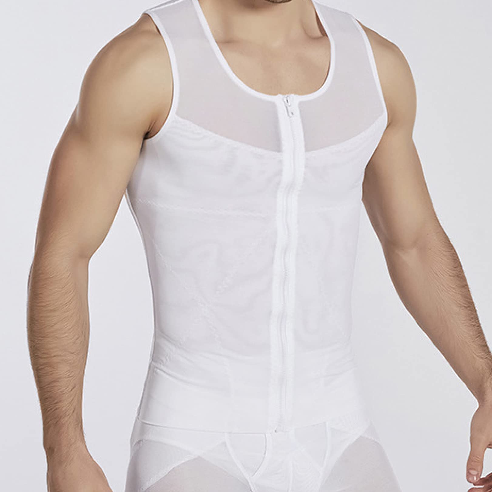 TTDGYYXW Top Modellanti da Uomo - Magliette compressive per Il Controllo della Pancia con Gancio e Cerniera - Magliette da Allenamento per dimagrire