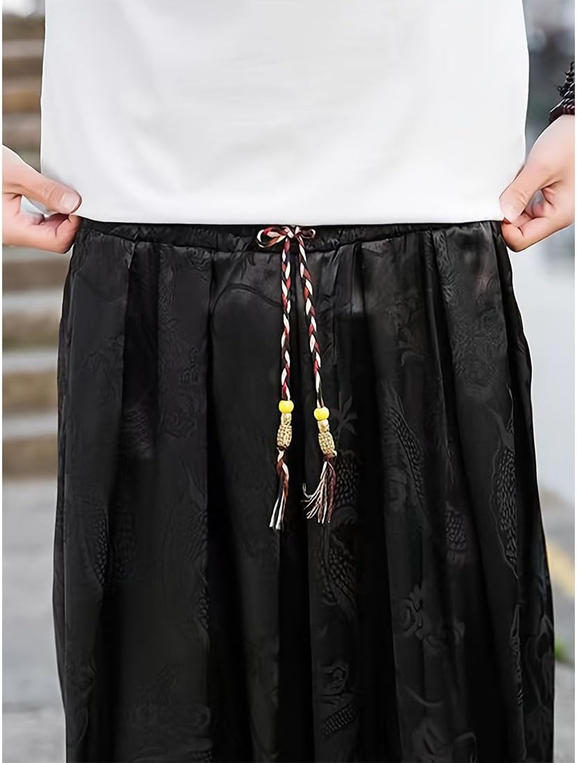 HZCX FASHION Mens Womens Harem Pants Dragon Aladdin Pant Baggy Joggers Kung Fu Hanfu Tai Chi Yoga Pants Loose Trousers - Image 3