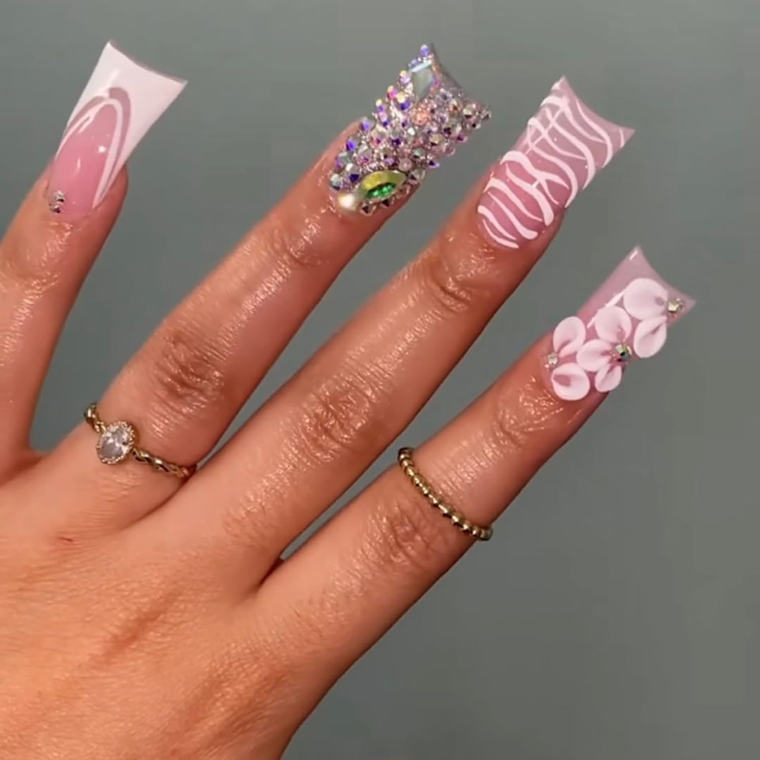 Amazon.com: 24 Pcs Duck Nail Tips Square Press on Nails Medium 