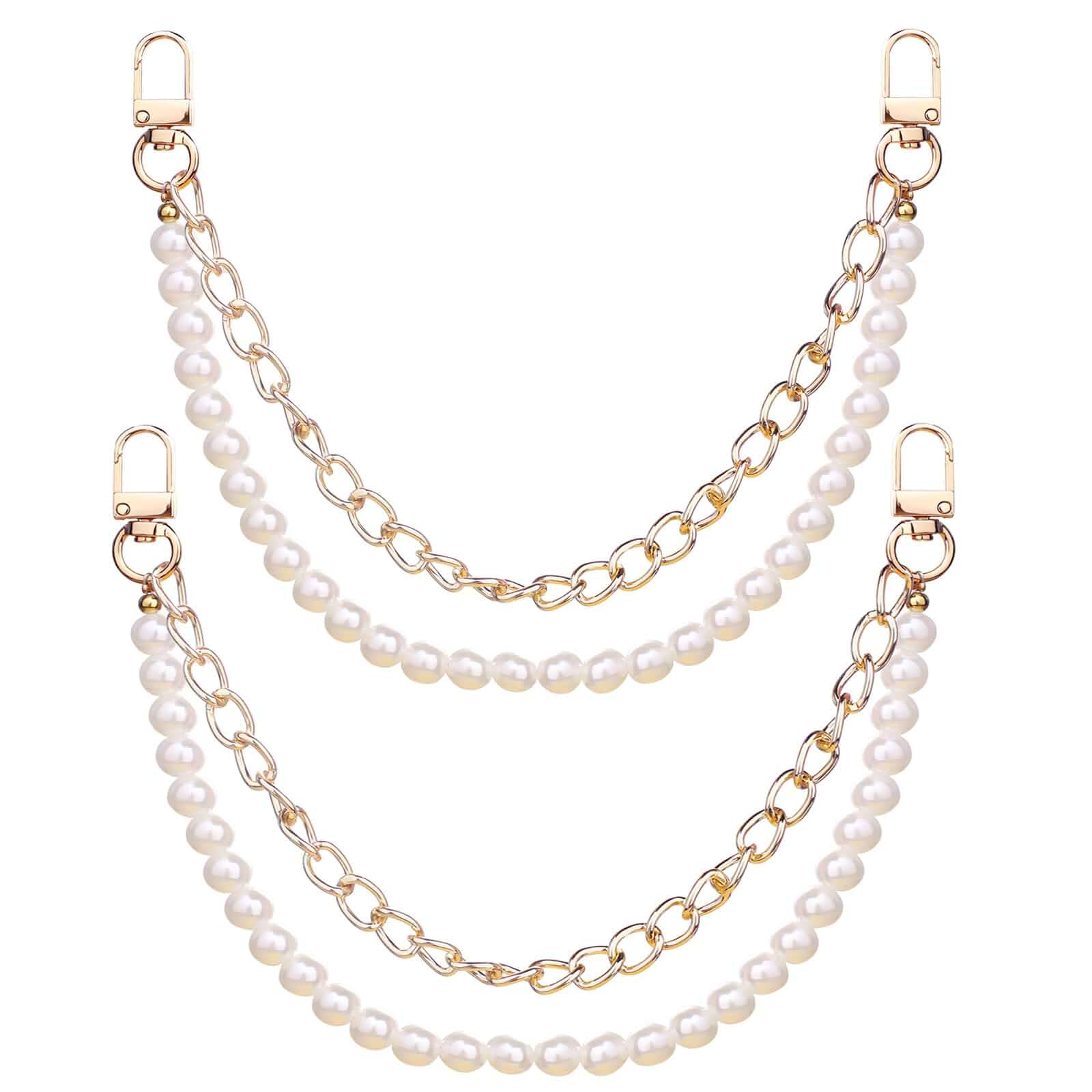 Purse Chain Pearl Bag Chains Purse Charms with Gold Straps Bag Charms for Handbags (2)