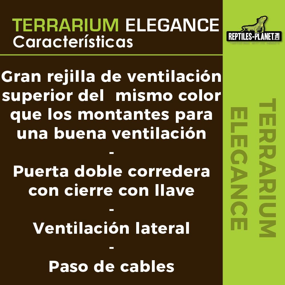 Reptiles Planet - Terrario, Aluminio, para Reptil o Anfibio, 30 x 30 x 45 cm, Color Negro