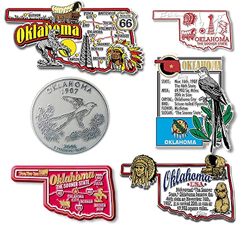 Set de 6 imanes decorativos de Oklahoma de caucho miniatura 1