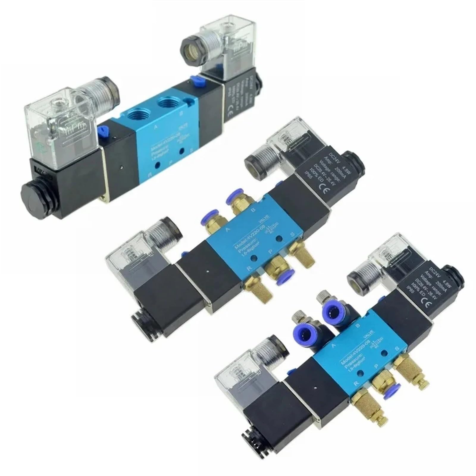 Podwójne sterowanie 2 pozycje 5 Way Umatic Electric 12V 24V 220V 6mm 8mm 10mm Wąż Regulacja magnetycznego zaworu gazowego powietrza(PC-6mm-Adjust,AC 220V)