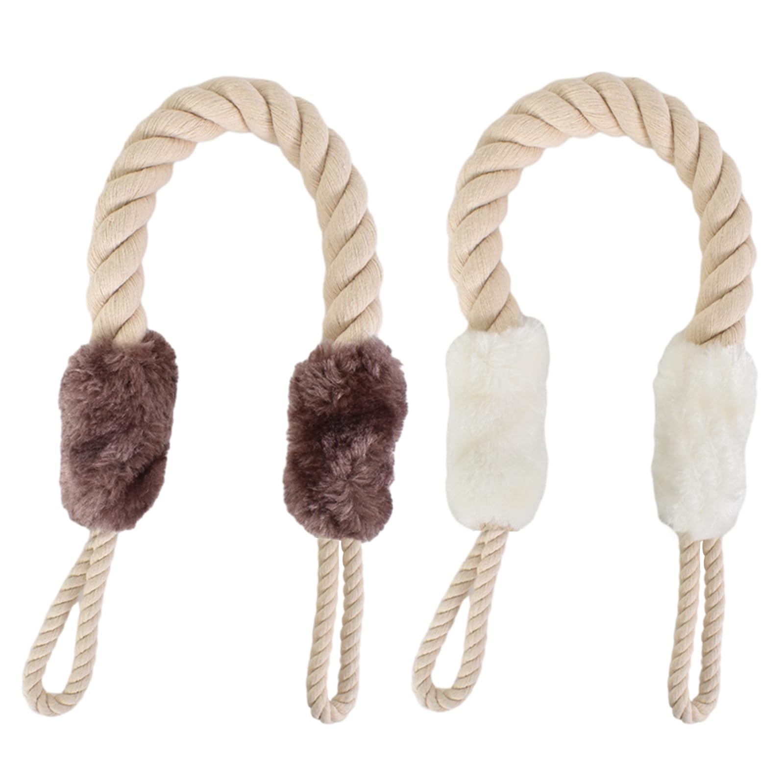 Arrêts De Porte En Corde Coton - Lot De 2 - Anti-Pincement Pour Enfants Et Animaux - 60 Cm - Marron