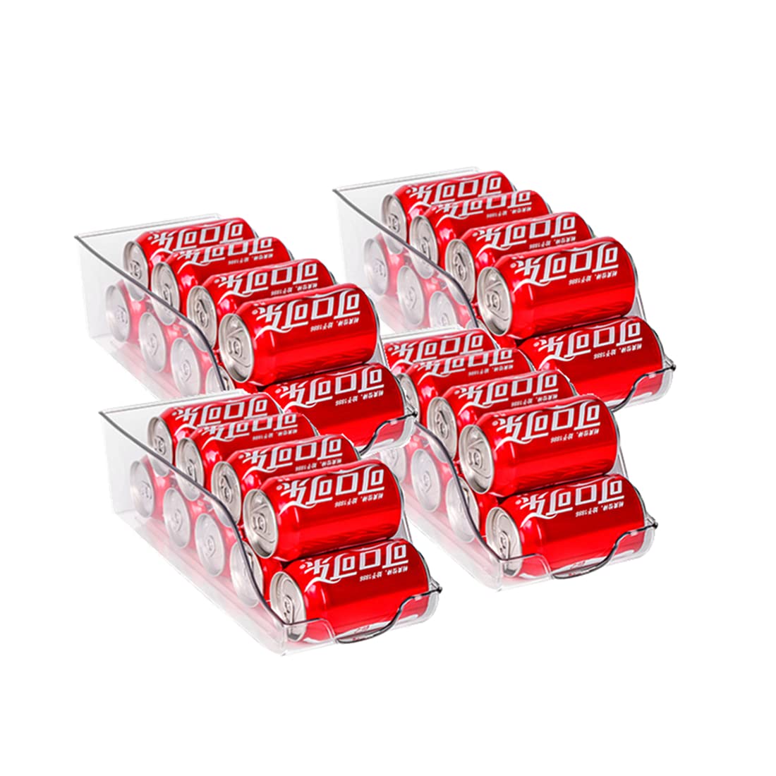 Xicennego Pop-Up Soda Can Dispenser Storage Organizer Bin (4pack) PET Can Holder Storage Beverage Canned Food Organizer For Kitchens Refrigerators Counters Freezers Shops Camping RVs