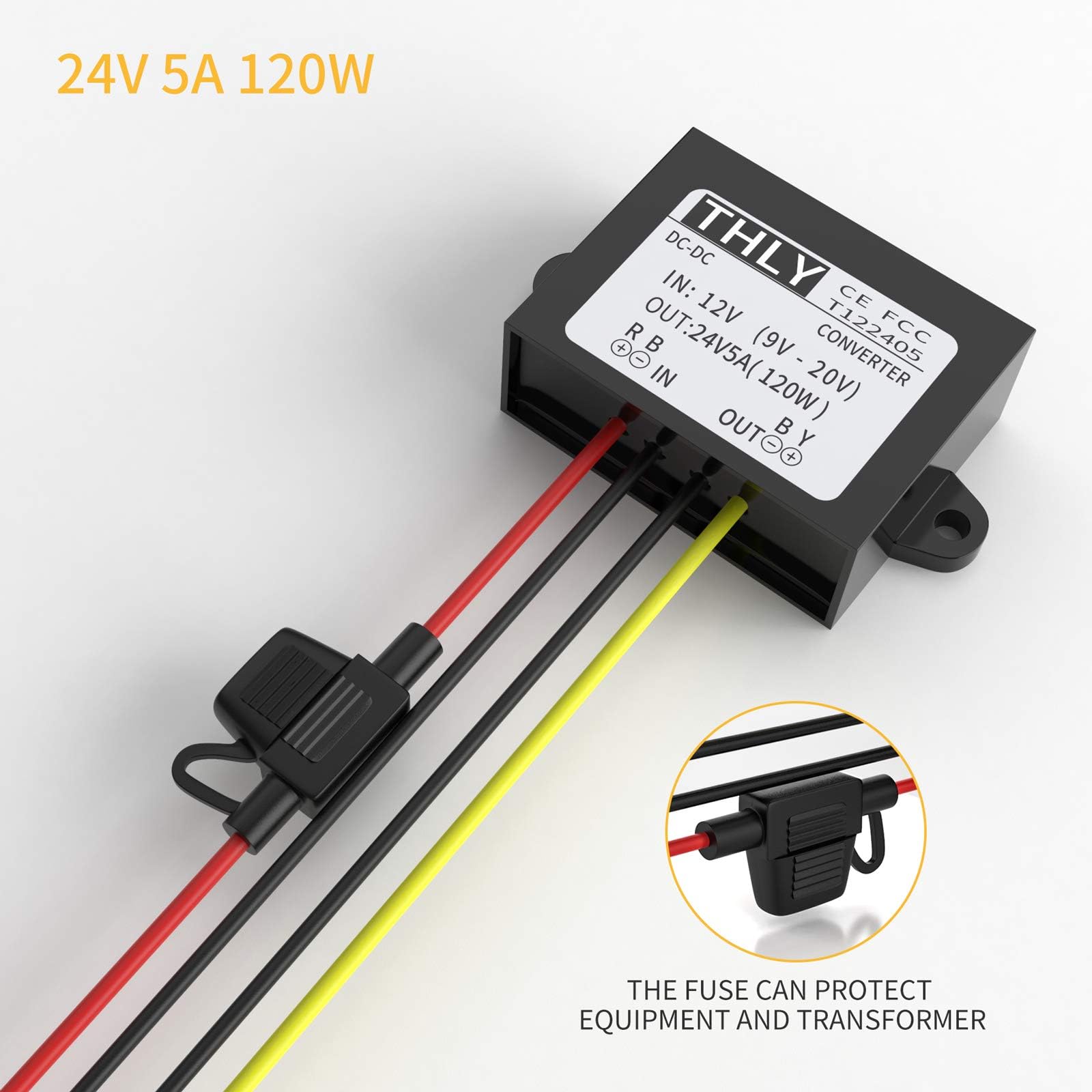 Amazon.co.jp: 12v 24v 変換の昇圧コンバーター、ヒューズ付き防水、DC 