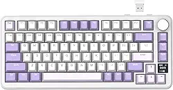 ATTACK SHARK X85 PRO Teclado mecânico sem fio com tela TFT e botão,teclado gamer 75% QMK com junta, com fio 2.4G/BT/USB-C, switch linear hot-swappable, 4000mAh, NKRO, RGB, PC/MAC(Lavender)