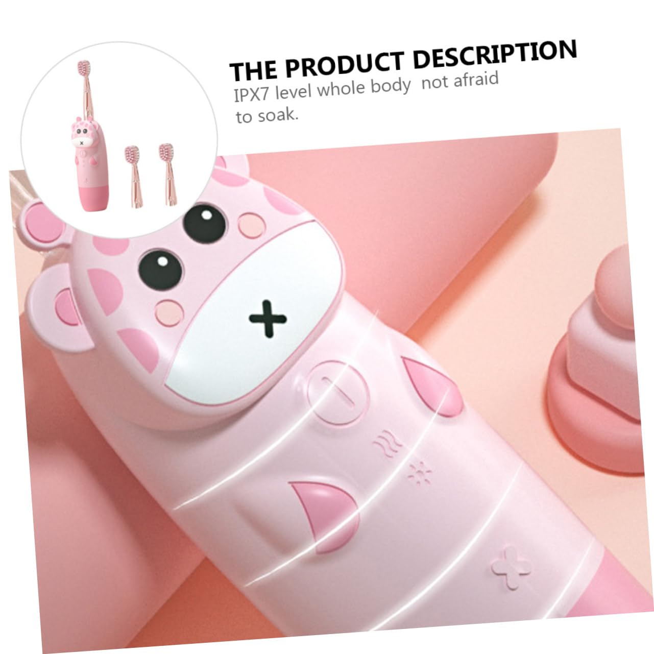 Vaguelly 1 Set Elektrische Zahnbürste Set Babyzahnbürste Baby Kinder Niedliche Elektronische Cartoon Rosa PC