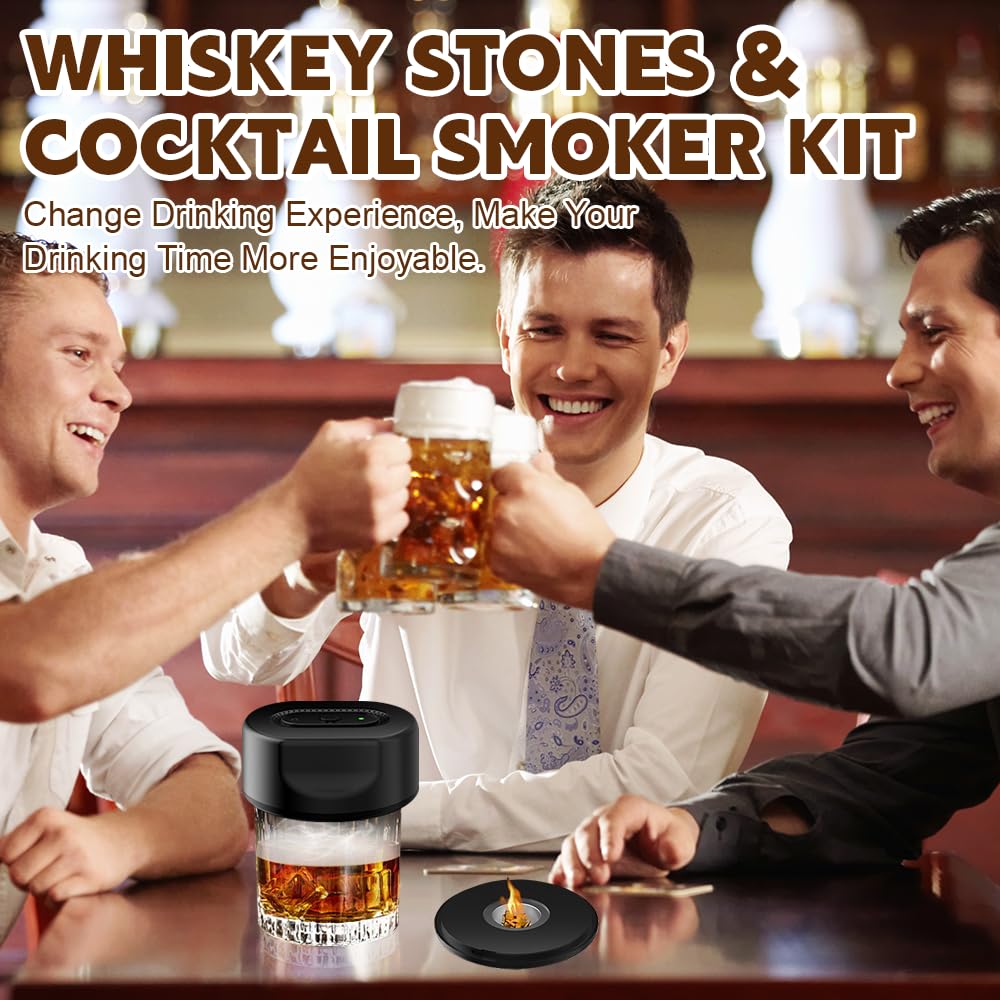 Kit Fumoir à Cocktail électrique - 6 Saveurs De Bois (chêne, Pomme, Etc.) - Rechargeable USB - Cadeau Père, Amateur De Whisky