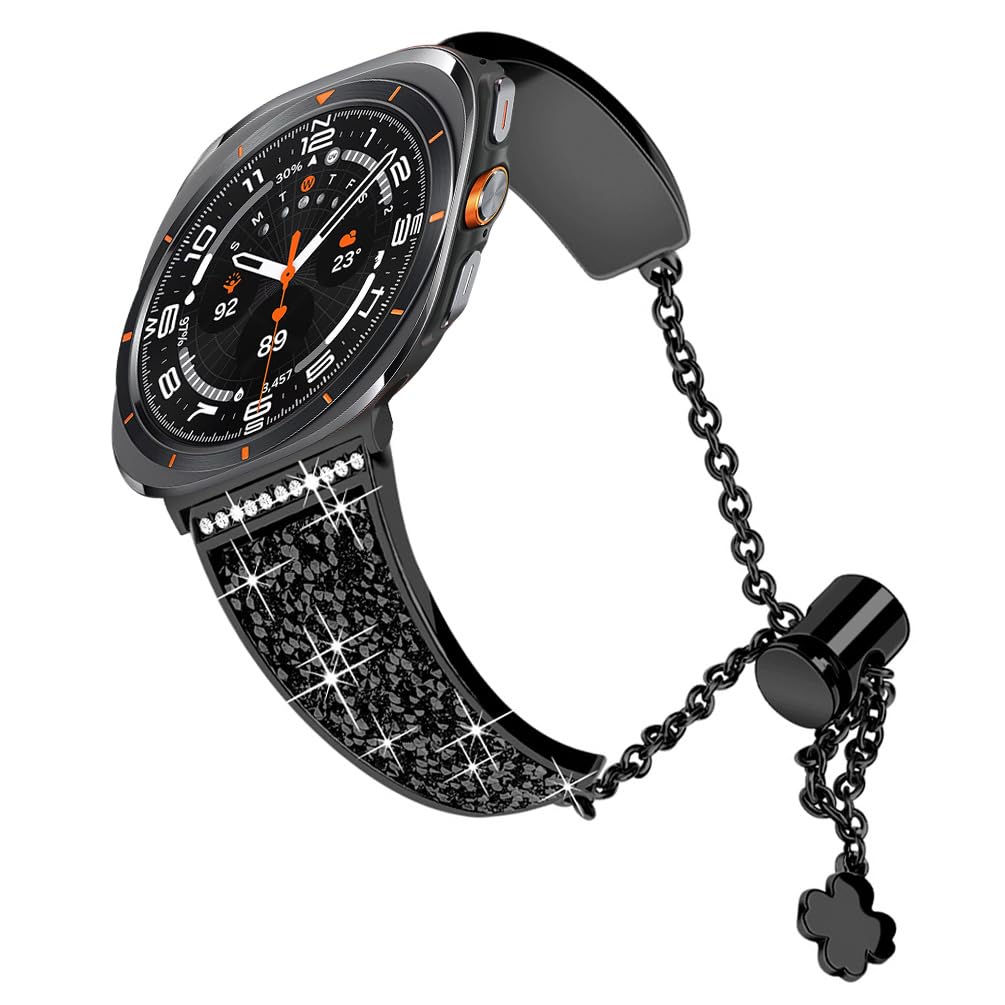 YOFUNTLE Compatible for Samsung Galaxy Watch Ultra Band,Women No Gap Bling Galaxy Watch Ultra Bracelet Adjustable Replacement Strap Wristband for