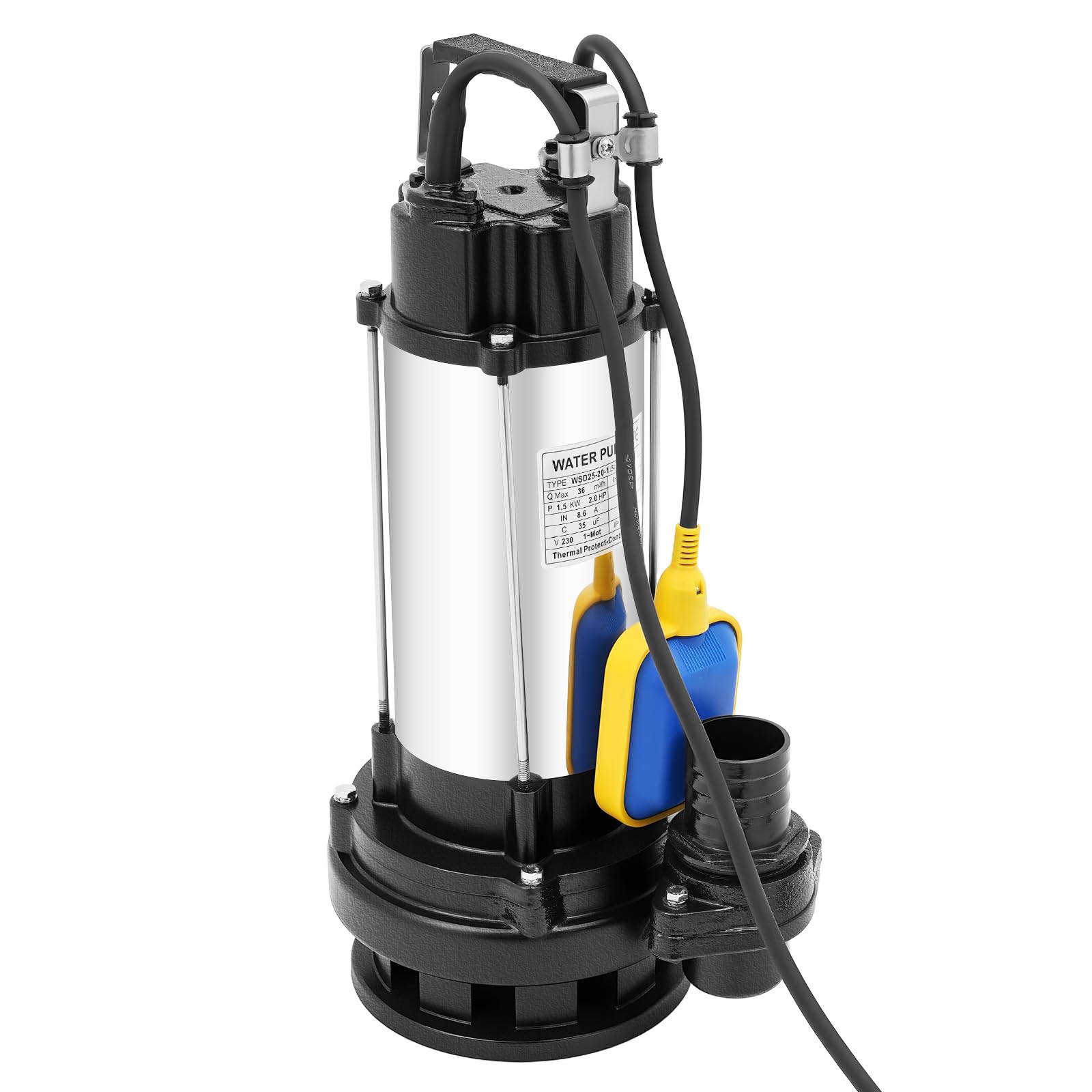 Pompa per acque sporche, pompa sommergibile autoadescante, interruttore galleggiante, pompa da giardino 36 m³/ora, altezza 22 m, pompa per acque reflue