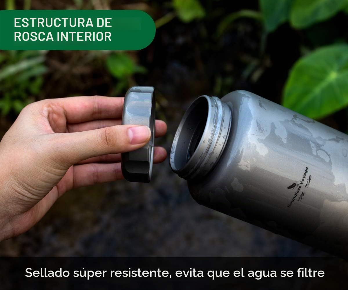 iBasingo 1050 ML Titanio Botella de agua al aire libre impermeable boca ancha deporte botella potable camping té café cafetera hervidor para senderismo escalada Ti1591I