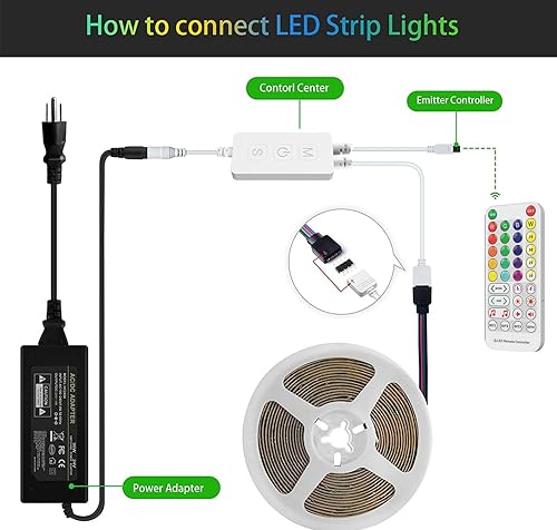 Miniatura 7 de ocona Tira de luces LED COB 4000K, 16.4 pies, regulable, 480 LEDsM, luz LED blanca ultra brillante, kit de luces de cinta de 5000 lm, CRI 90+, luces