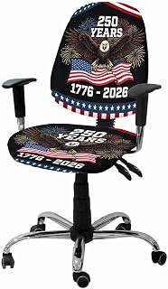 Office Chair Covers,1776-2026 Patriotic Eagle Stretchable Computer Chair Cover Rotating Gaming Chairs Slipcovers Universal Seat&Back Protector Set,Fireworks USA Background