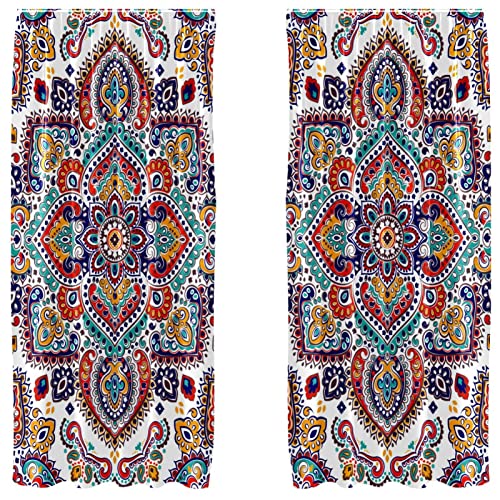 Cortinas de salón mandala paisley con filtrado de luz suave y privacidad para tu dormitorio 2