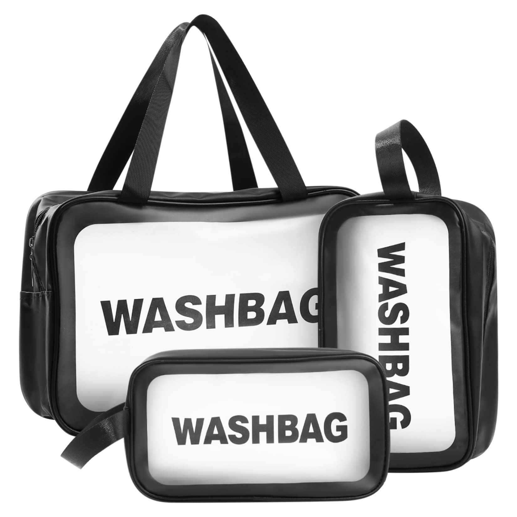 lzijun 3 Piezas Bolsas de Aseo Transparente, Neceseres de Viaje PVC, Bolsa Neceser de Organizador de Cosmético con Cremallera para Maquillaje Hombres y Mujeres