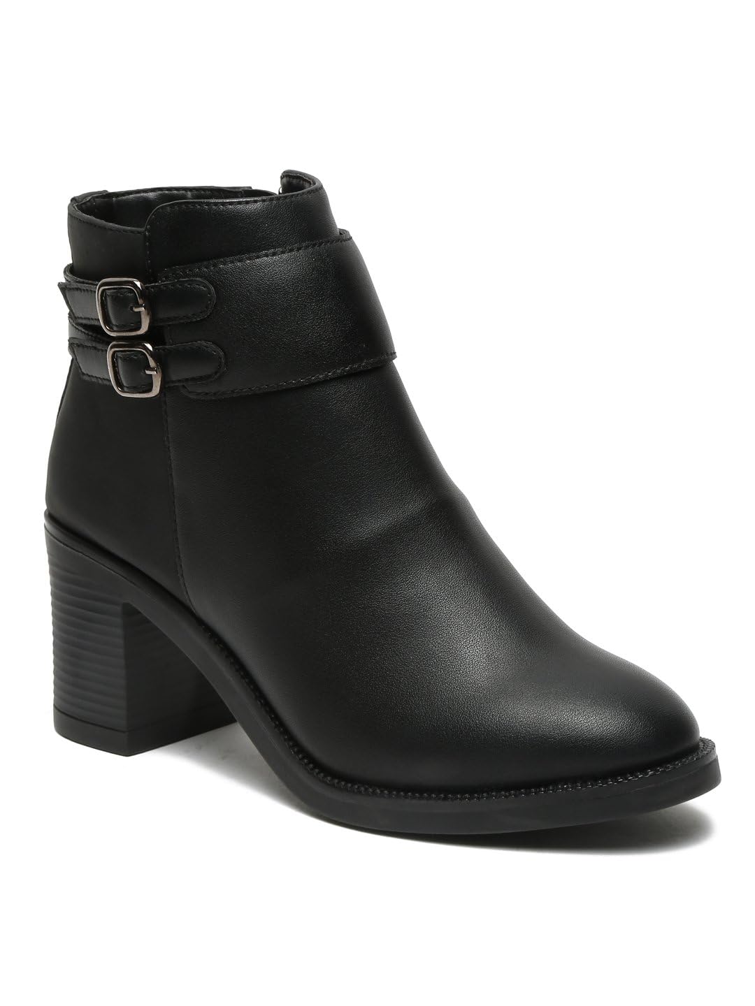 Bruno Manetti Women’s Slipon with Both side Elastic Ankle Length Comfort Mid Top Heel Boots