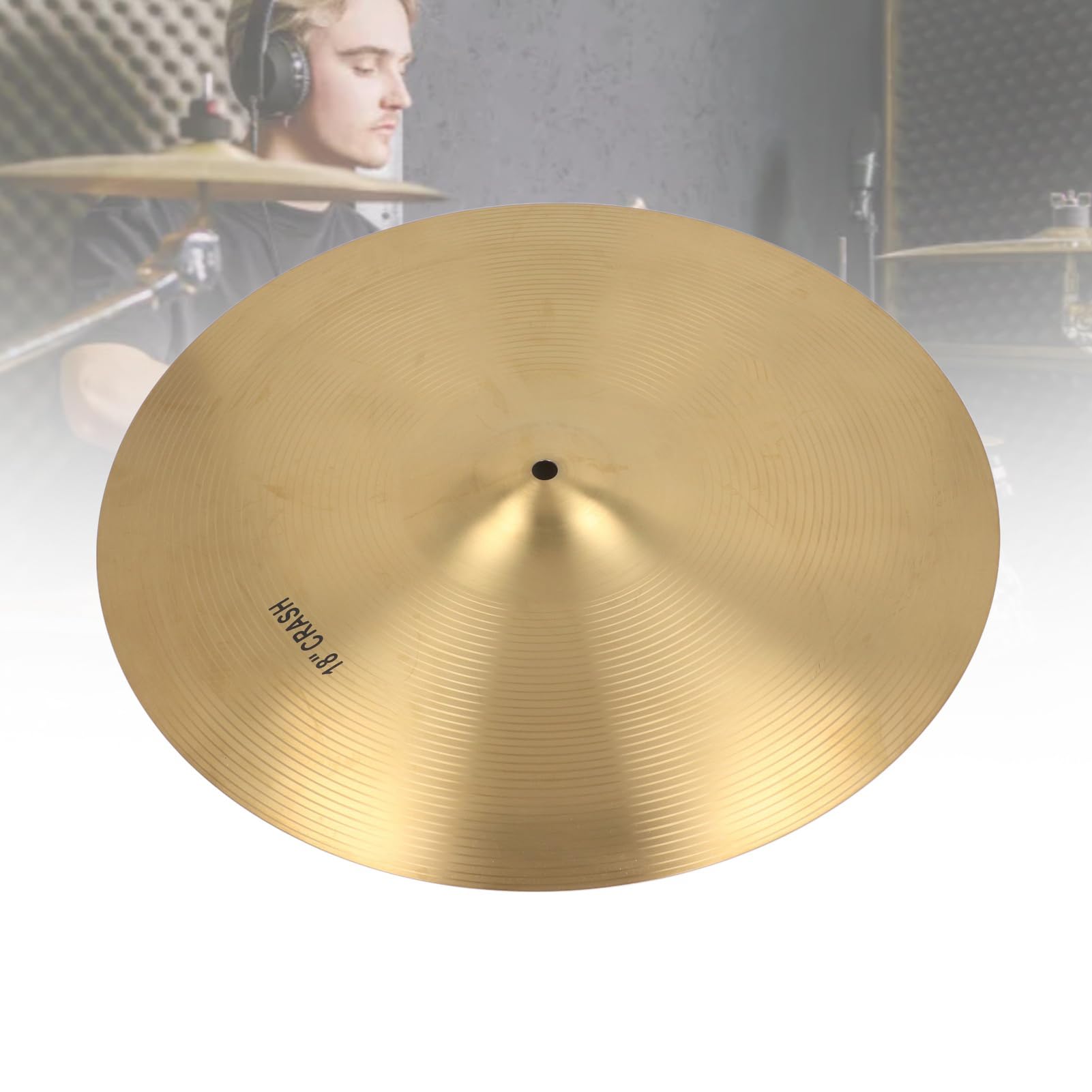 Piatto Crash Piatto professionale per batteria jazz in ottone con suono brillante e nitido per spettacoli dal vivo Appassionati di musica e studenti Costruzione robusta e durevole (18 Inch)